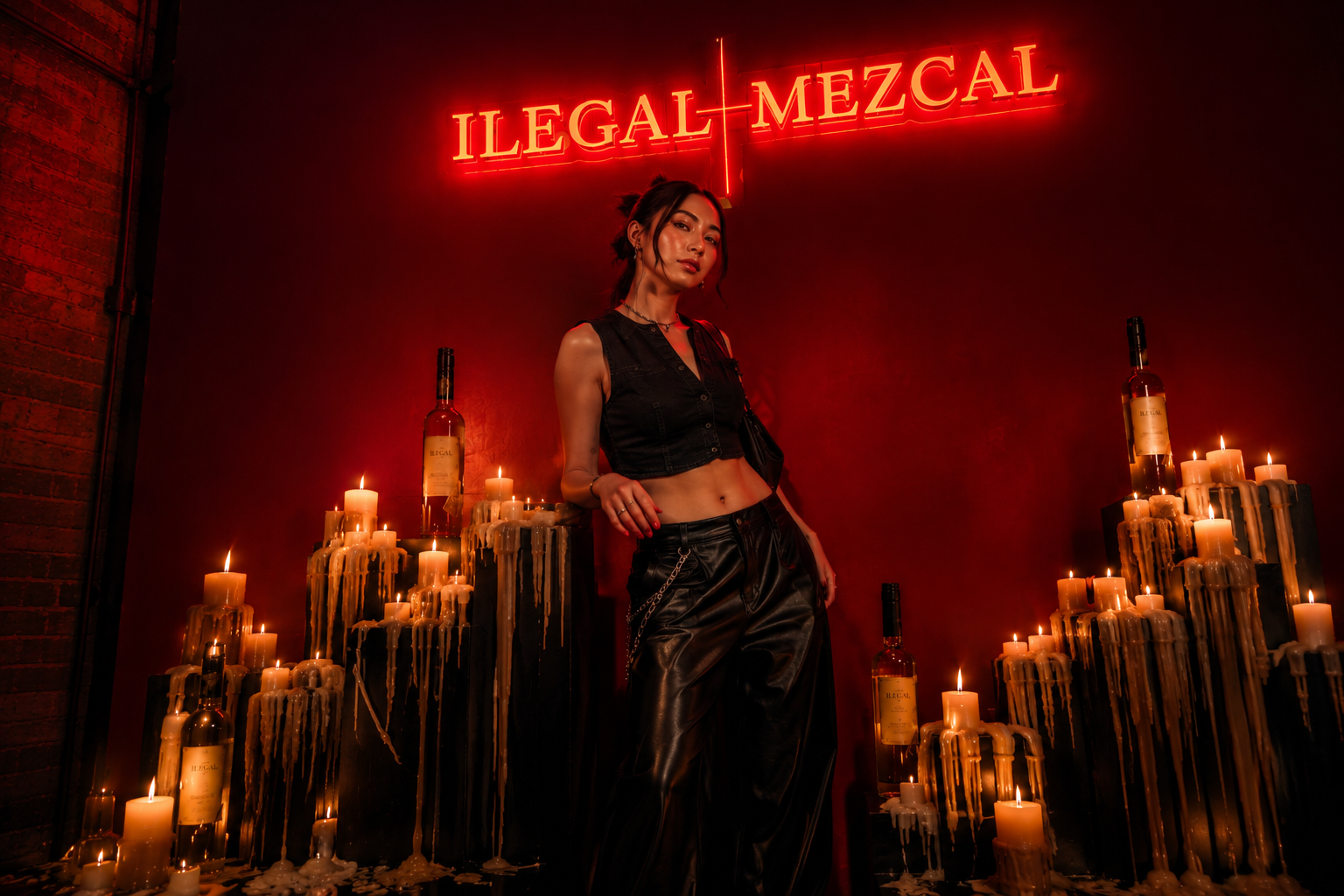 MM Estudio visualisation of the proposed Fiesta Ilegal photo moment using illuminated brand symbols.