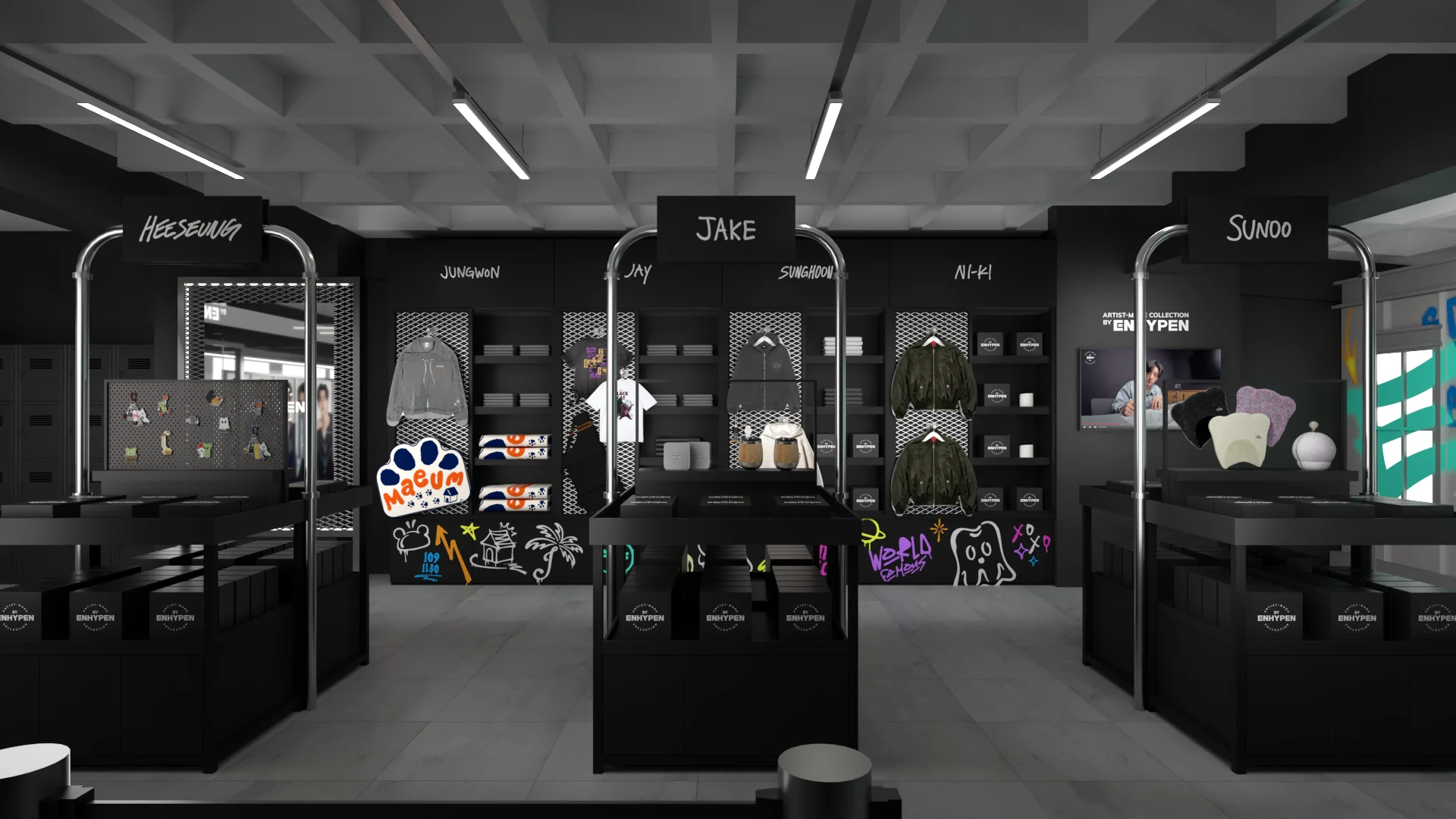 Render of the modular ENHYPEN retail system