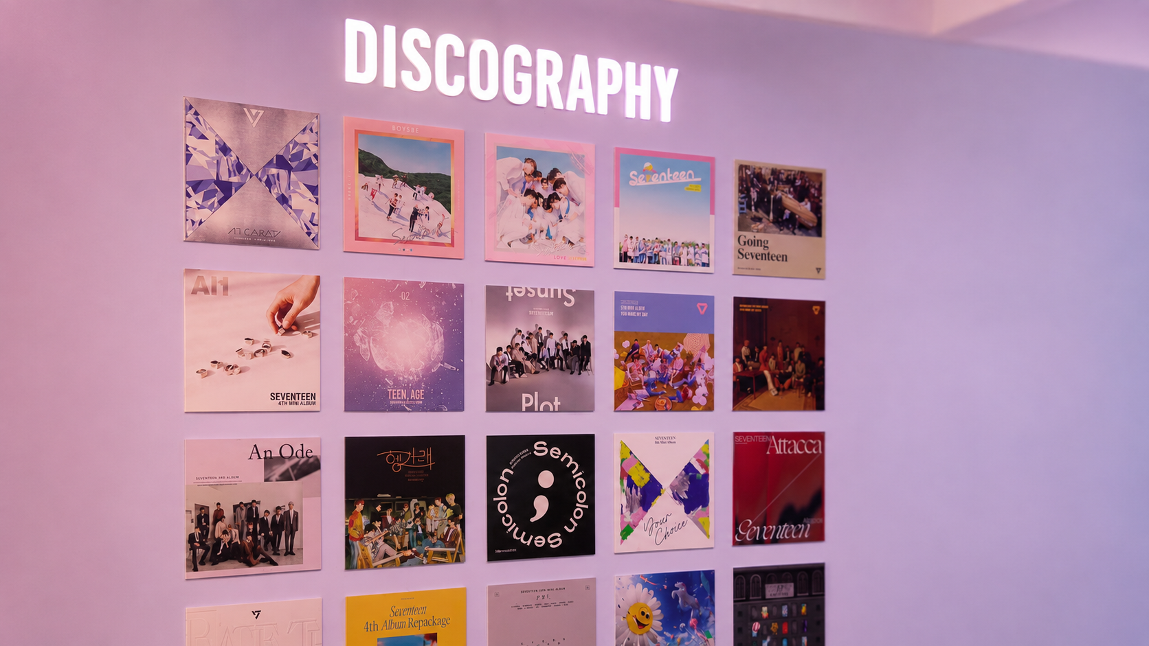 Built SEVENTEEN discography wall
